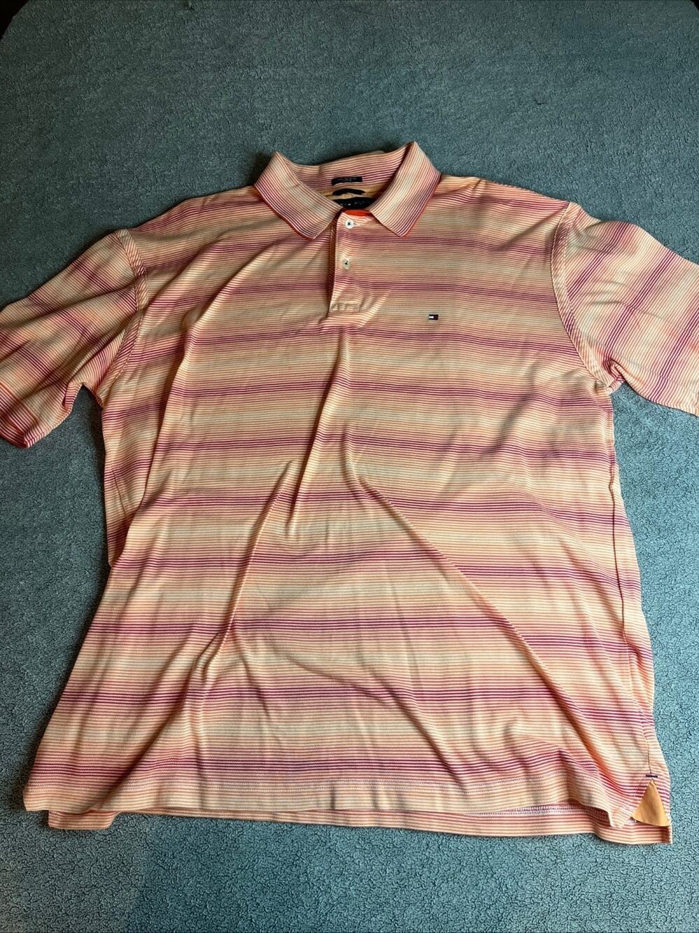 Tommy Hilfiger Men's Striped Short Sleeve Mercerized Cotton Polo Shirt Size XXL